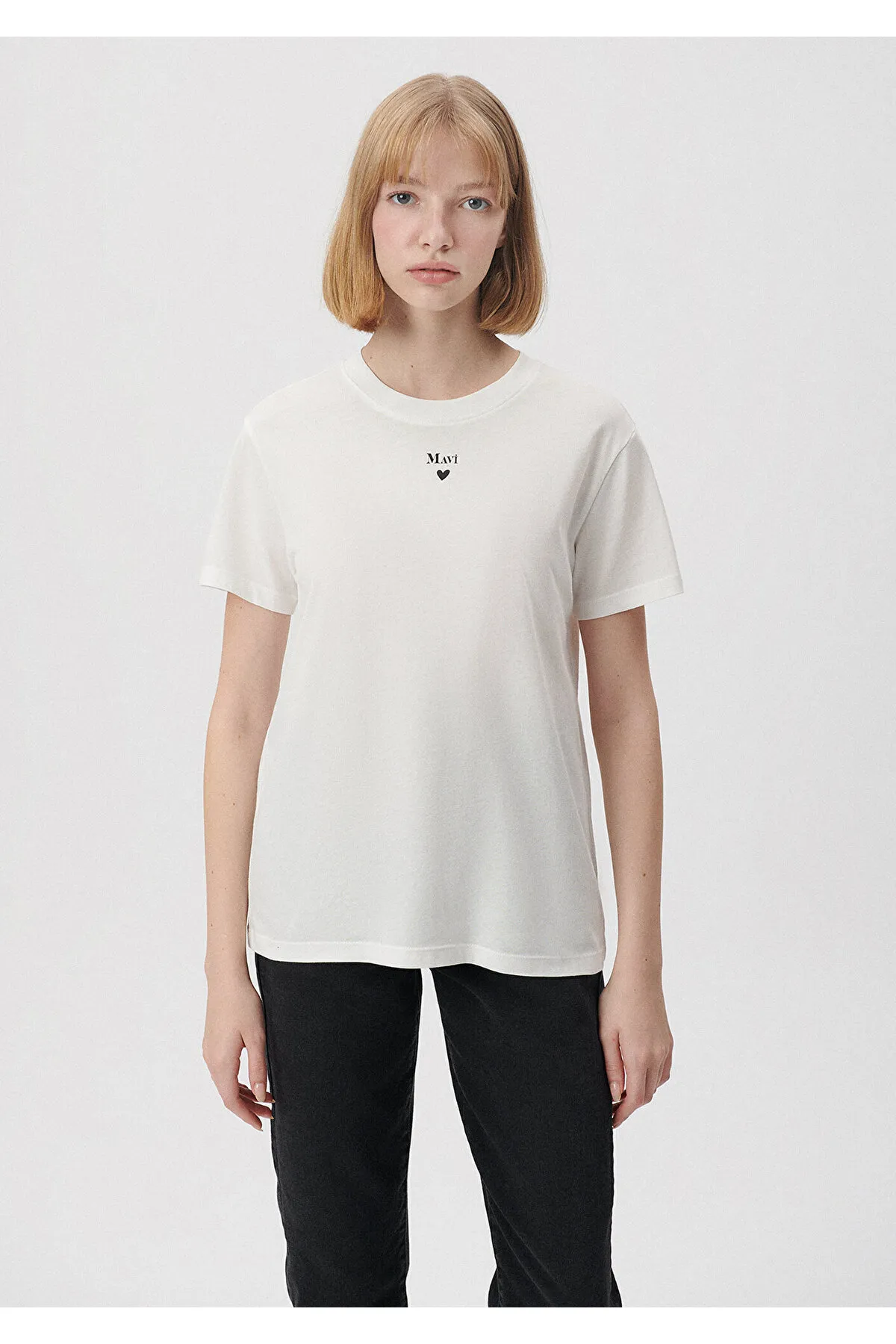 Mavi  Weißes T-Shirt mit Logo-Print, reguläre Passform / normaler Schnitt 1601185-33389