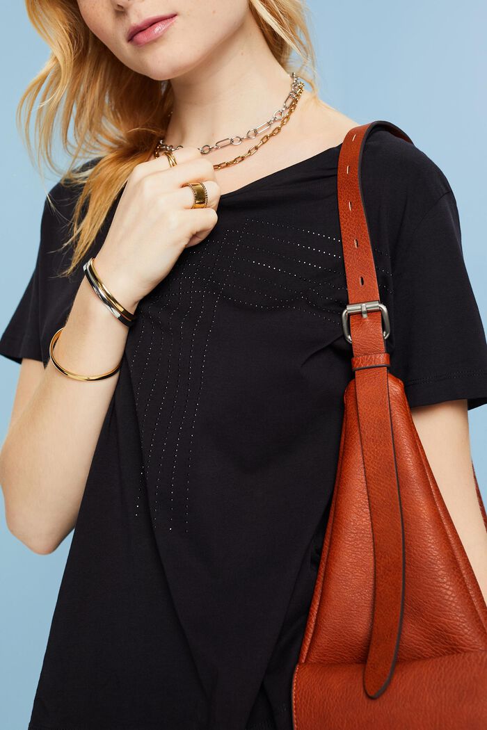 Jersey-T-Shirt mit Strass-Detail