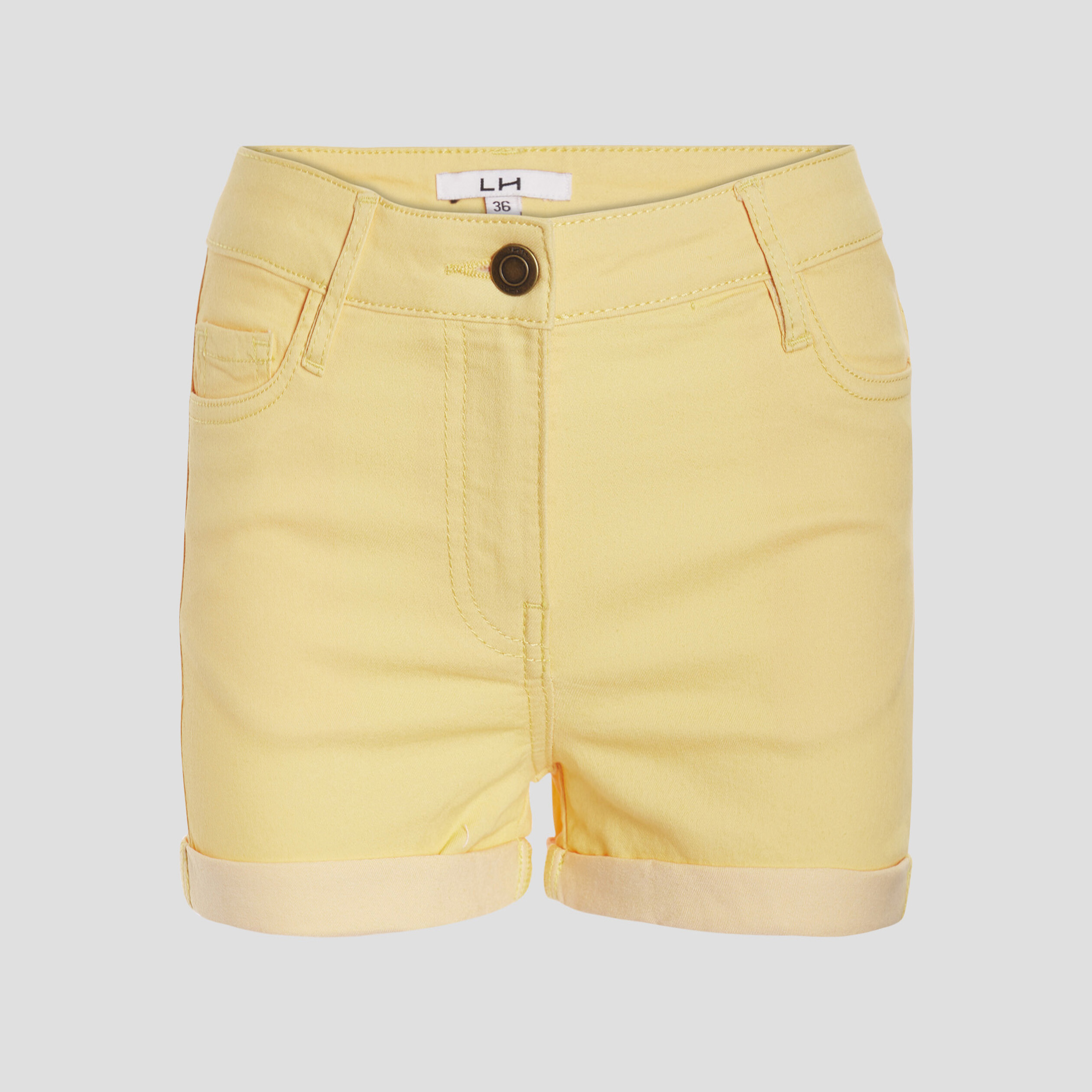 Short droit à revers jaune pastel femme | La Halle