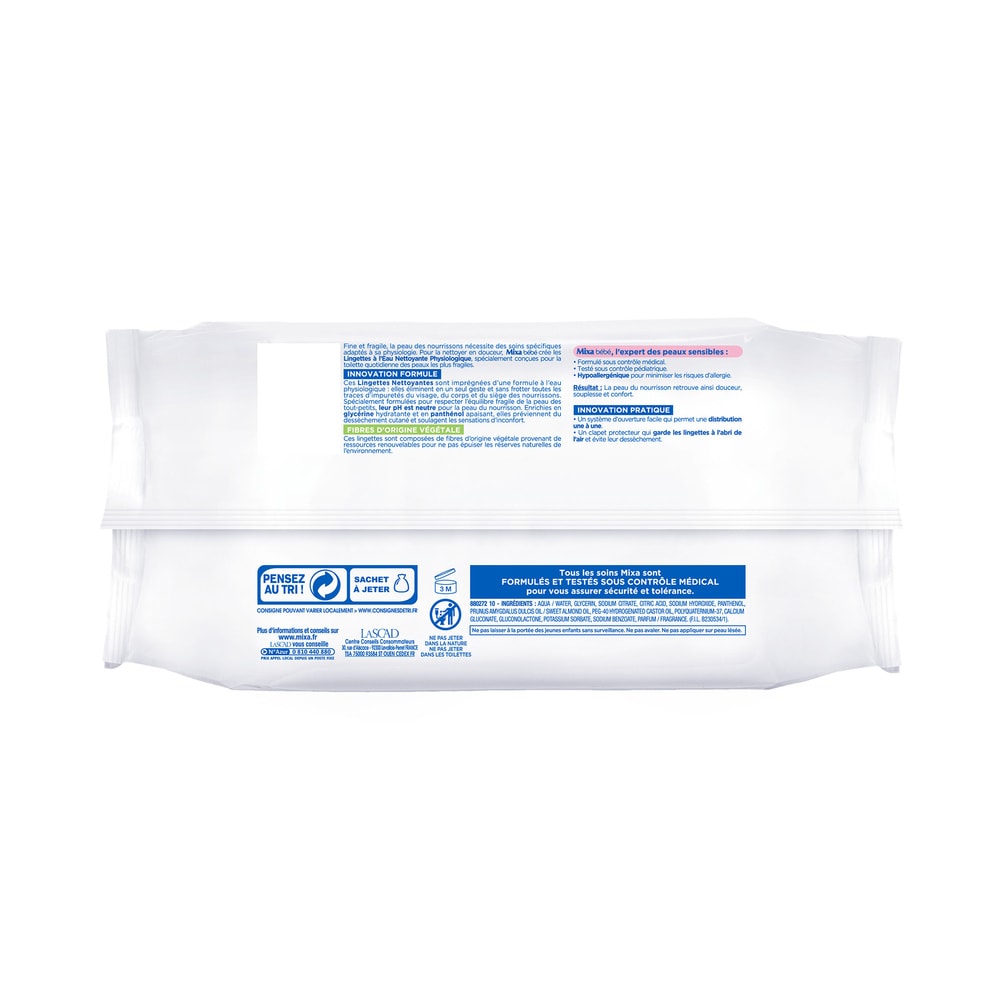 mixa Bébé Lingettes à l'Eau Nettoyante Physiologique