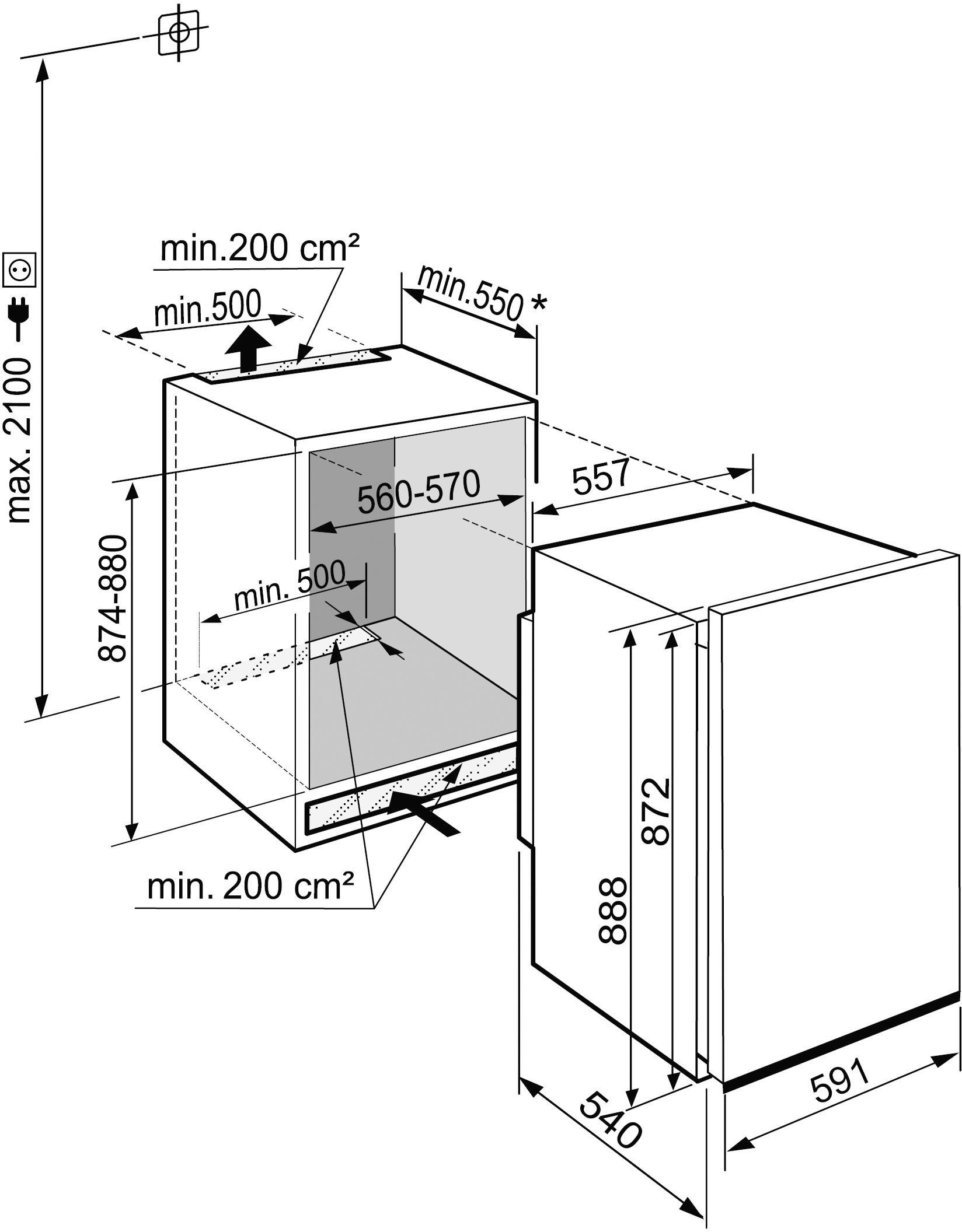 Liebherr Einbaukühlschrank DRe 3901_994873951, 88,8 cm hoch, 55,9 cm breit