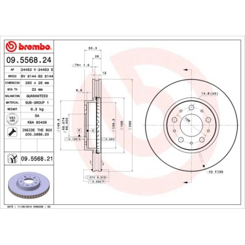 Bremsscheibe Brembo Vorderachse  2 Stück 09.5568.21 - ATU