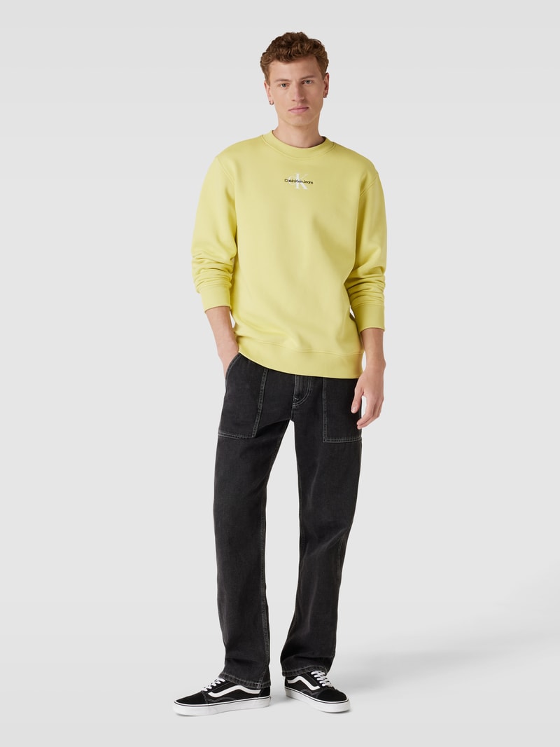 Sweatshirt mit Label-Detail in hellgelb
