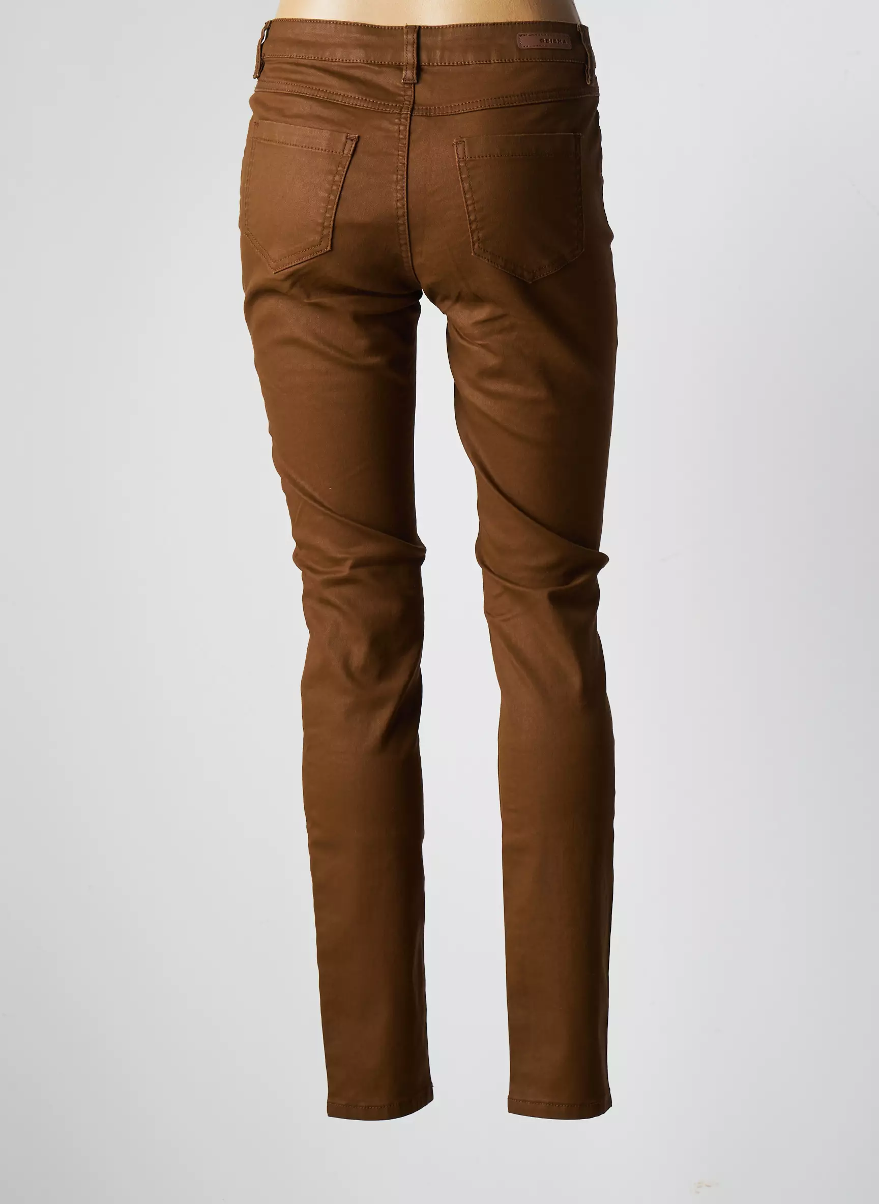 Geisha Pantalons Slim Femme couleur marron