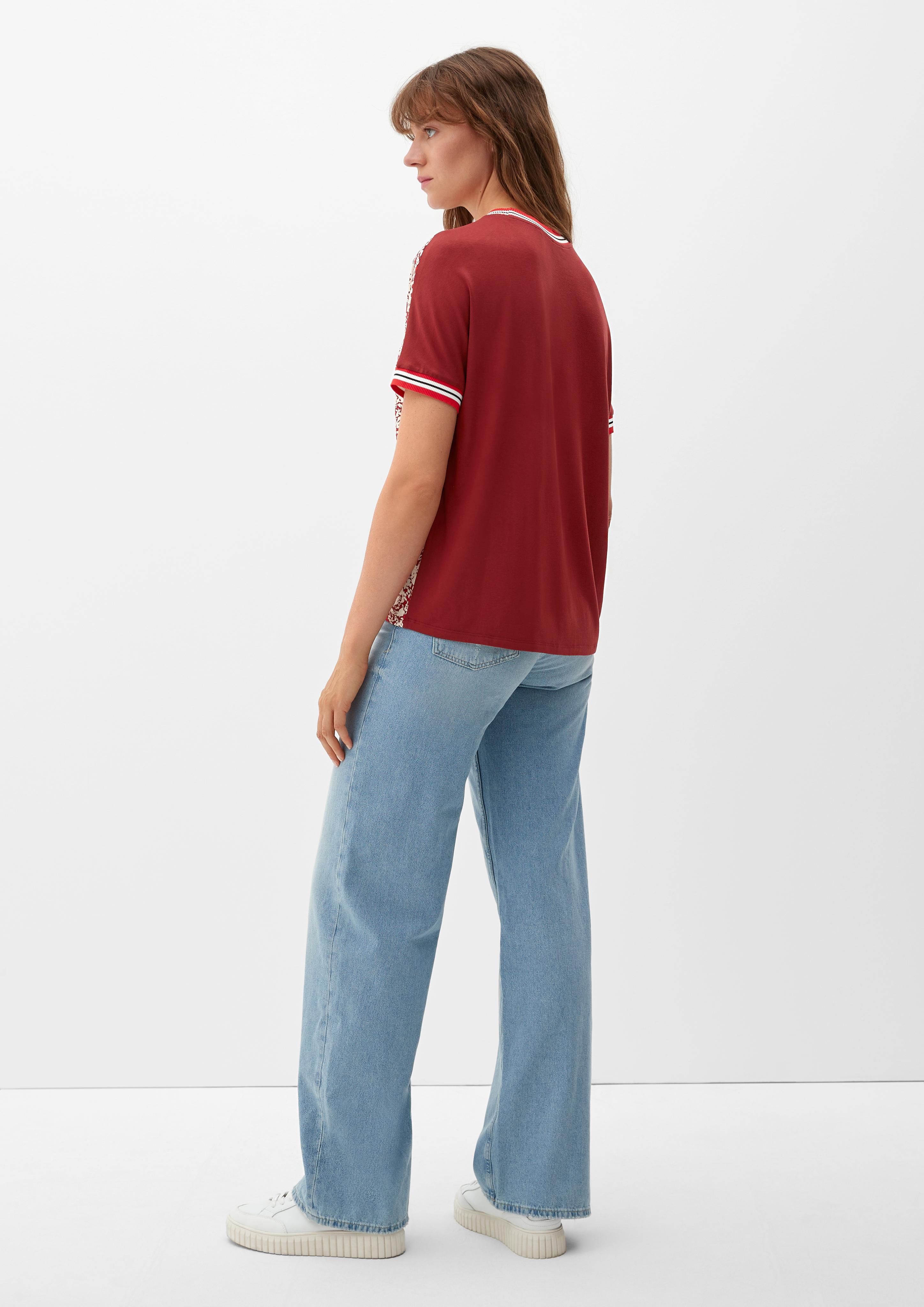 Materialmix-Shirt mit Print  2121686-31A1