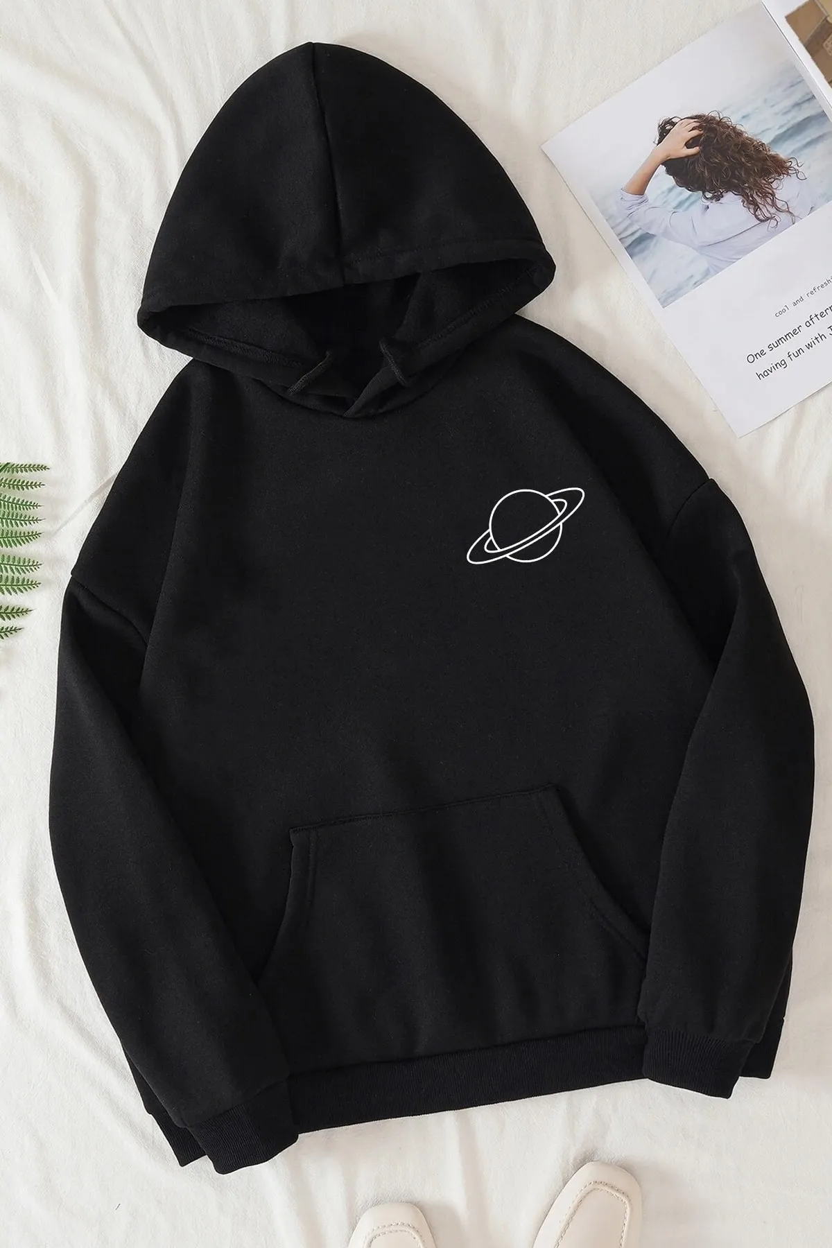 uyguntarz  Schwarzes Saturn-Sweatshirt
