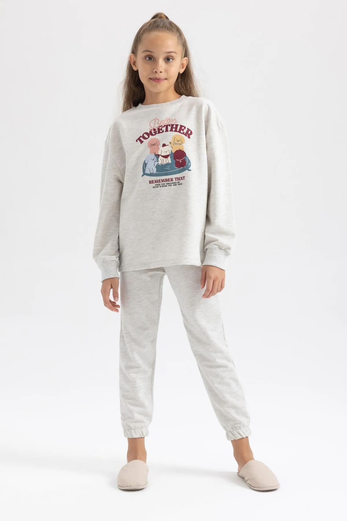 DeFacto  Bedrucktes Langarm-Pyjama-Set für Mädchen