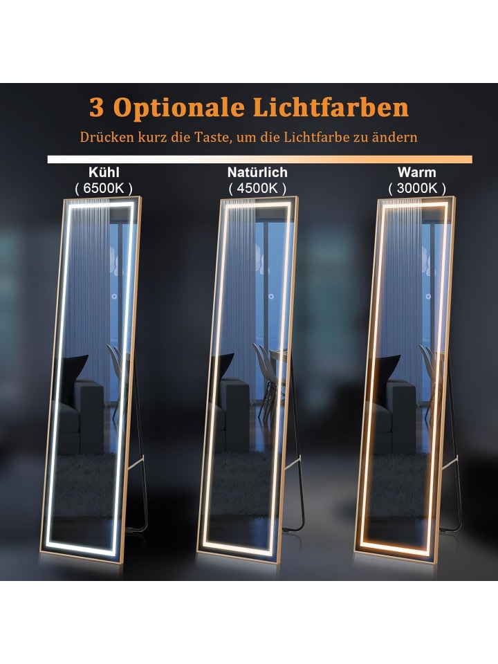 COSTWAY Ganzkörperspiegel LED 155cm in Gold günstig kaufen onesize