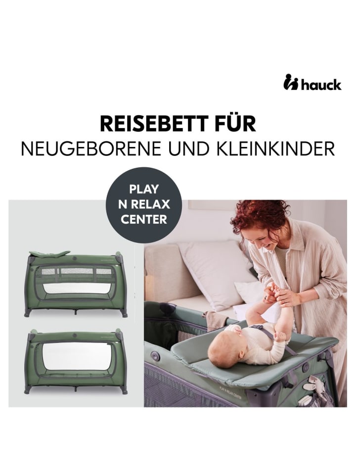 Hauck Reisebett Play N Relax Center mit Wickelauflage, höhenverstellbar in gruen günstig kaufen onesize