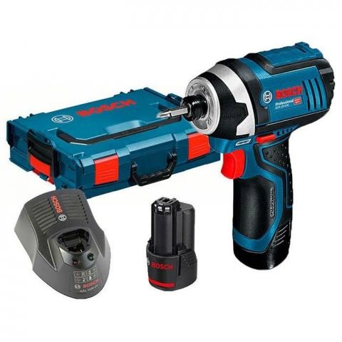 Tournevis à percussion Bosch Blue 06019A6977 GDR 12V-105, batterie Li-Ion 12 V 2,0 Ah, en coffret L-Boxx