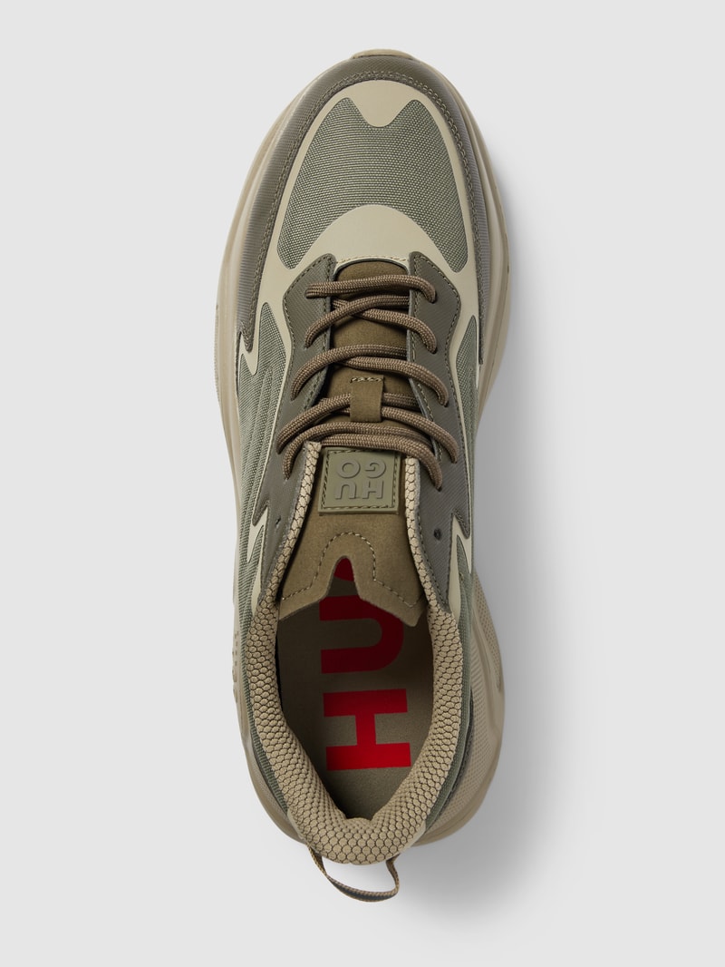 Sneaker mit Label-Patch Modell 'Leon' in olivgrün