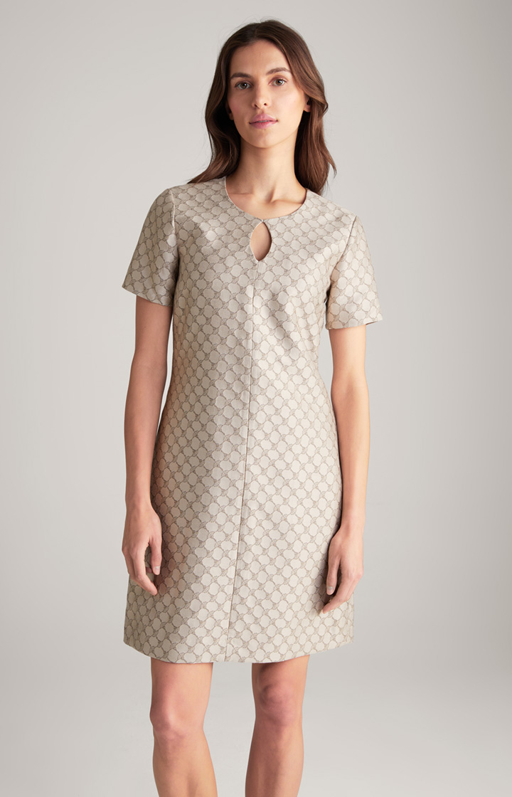 Jacquard-Kleid in Beige gemustert