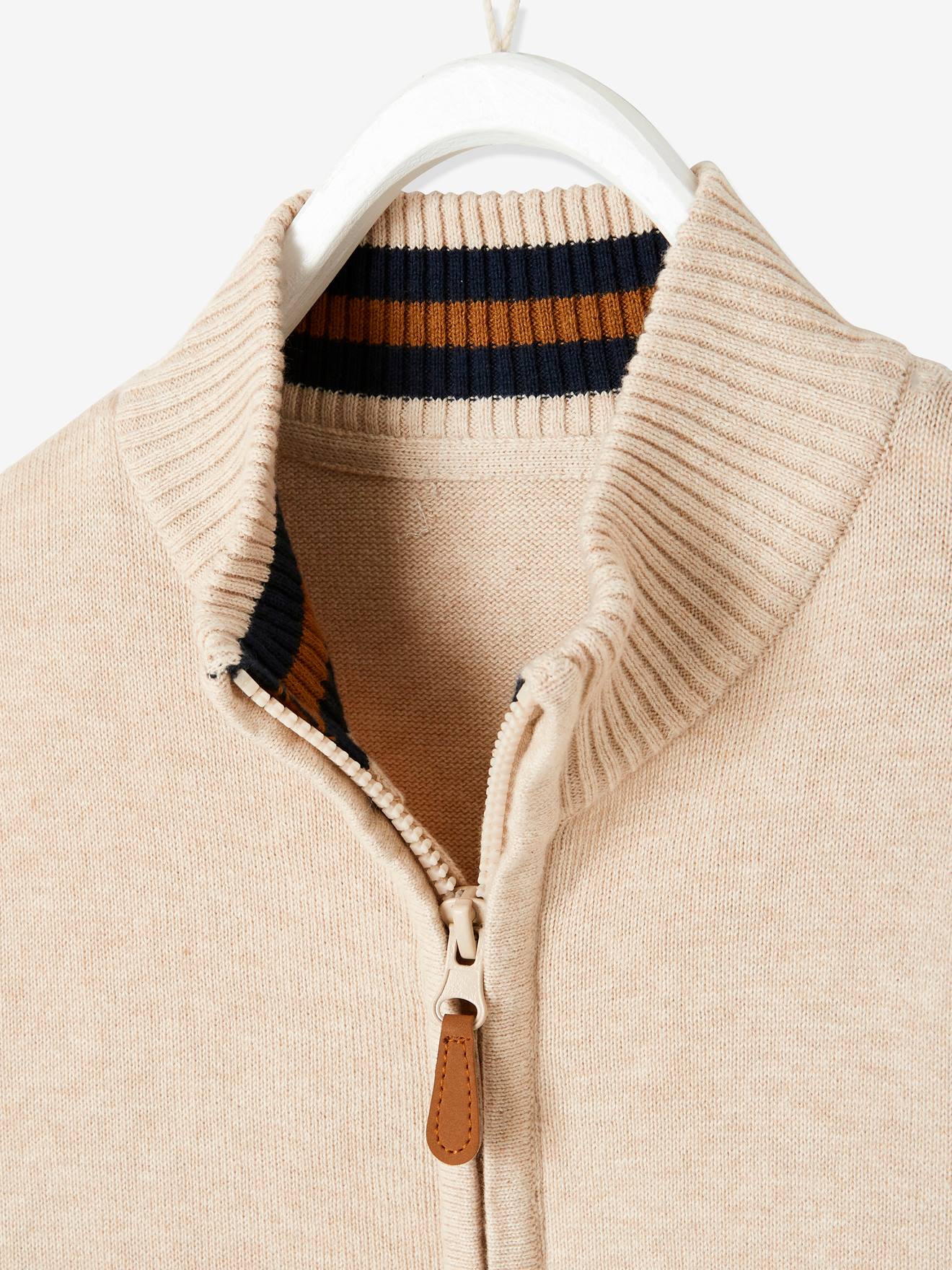 Gilet zippé col montant garçon noisette