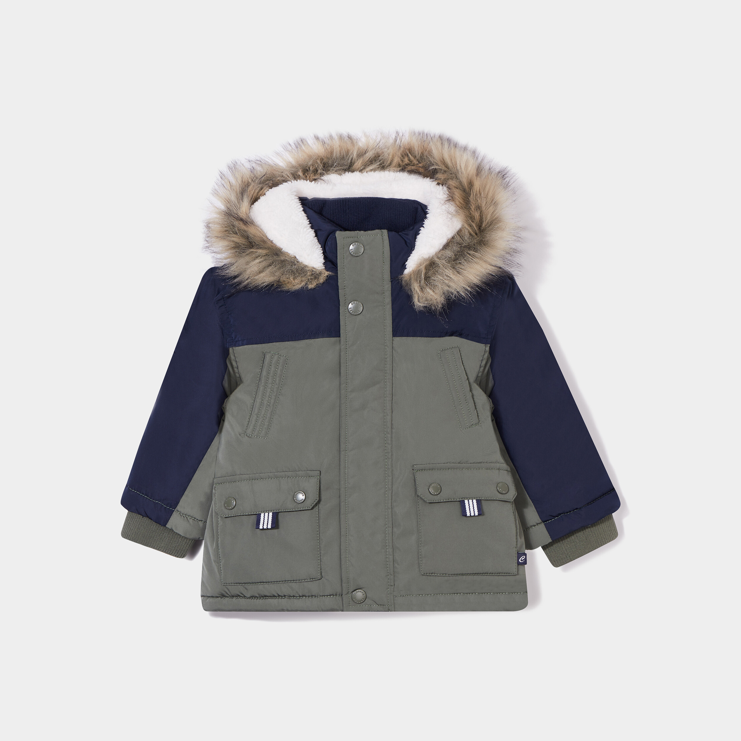 Parka à capuche imitation fourrure vert kaki bébé garçon | La Halle