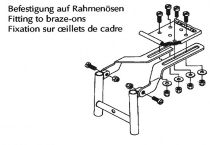Pletscher Gepäckträgerbefestigung auf Rahmenösen 205mm kaufen | Bike-Discount