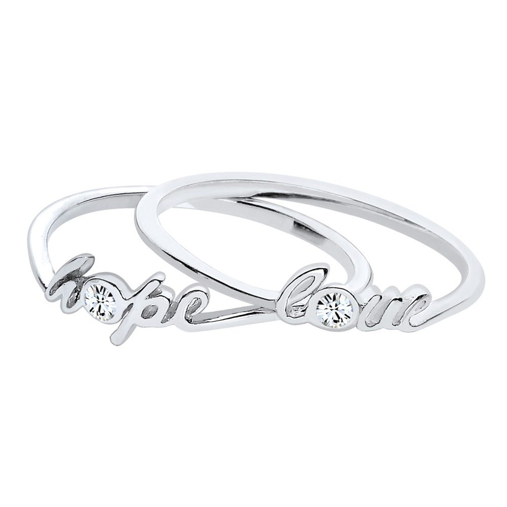 Elli Elli Bague Hope Love Kristalle 925er Silber Bague