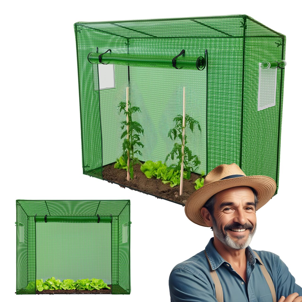 TroniTechnik GARMIO® Foliengewächshaus CUTRO, Tomatenzelt, winterfest, 2x0,77x1,69m, Frühbeet, Pflanzenhaus