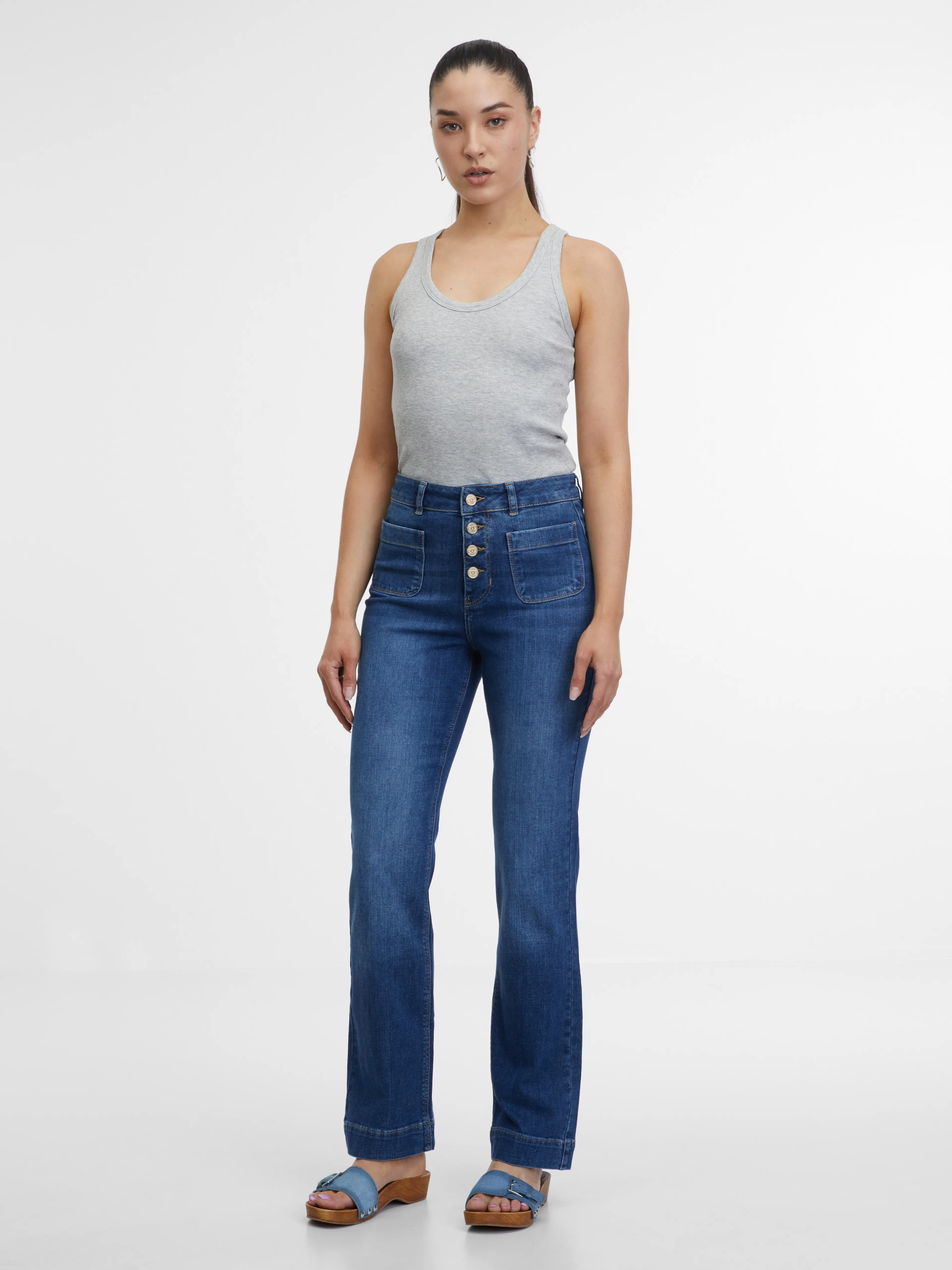 Dunkelblaue Damen-Bootcut-Jeans ORSAY