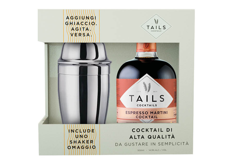 Shaker Espresso Martini Tails Cocktails 500 ㎖, Emballage avec shaker