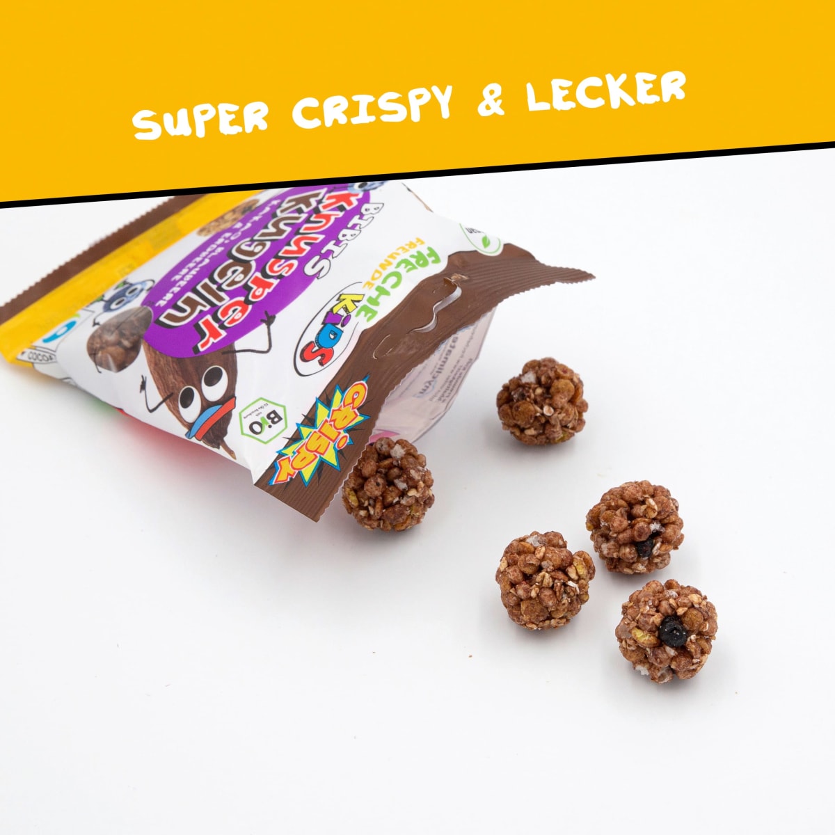 Kindersnack Knusperkugeln Kakao, Blaubeere & Erdbeere, ab 3 Jahren, 30 g