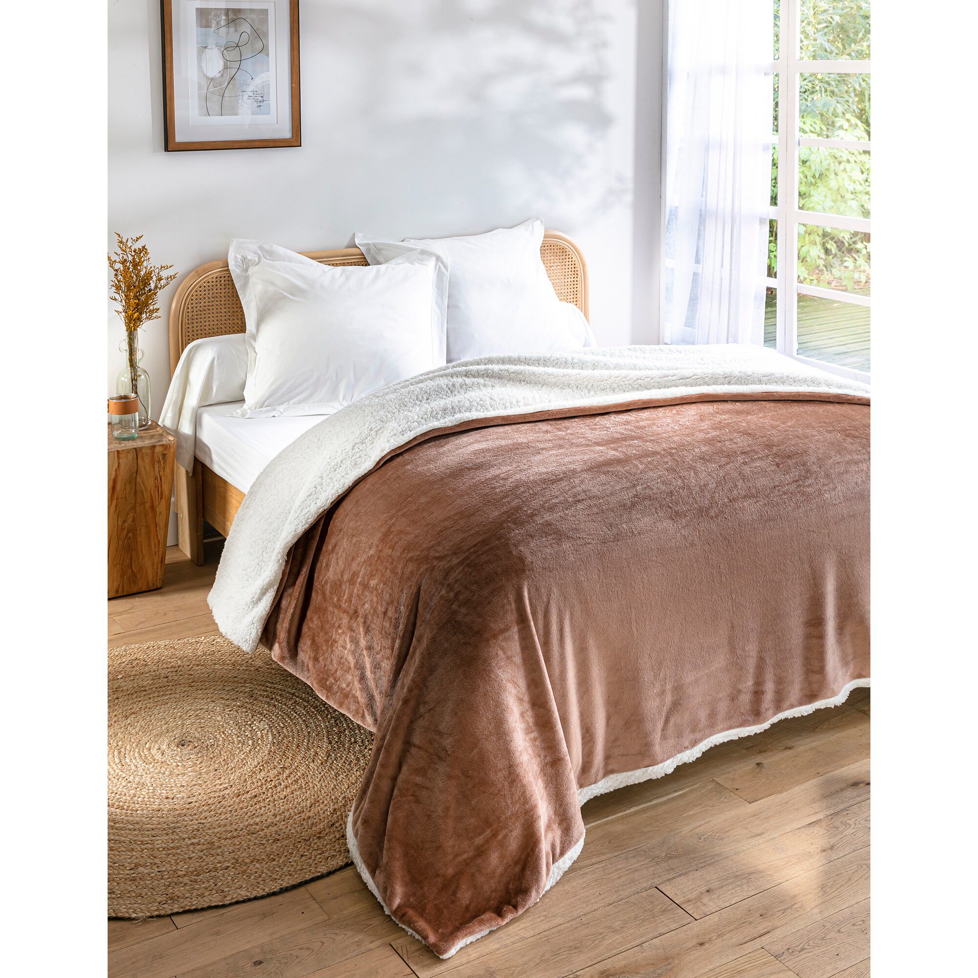 Couverture double face polaire et sherpa