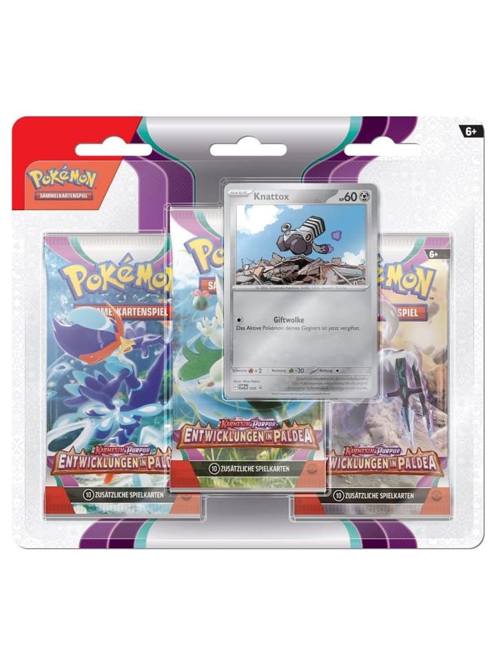 Pokémon Knattox | 3 Booster-Packs | Pokemon Karten deutsch | Karmesin & Purpur günstig kaufen onesize