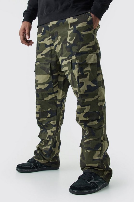Plus Twill Camouflage Cargo-Hose mit geradem Bein