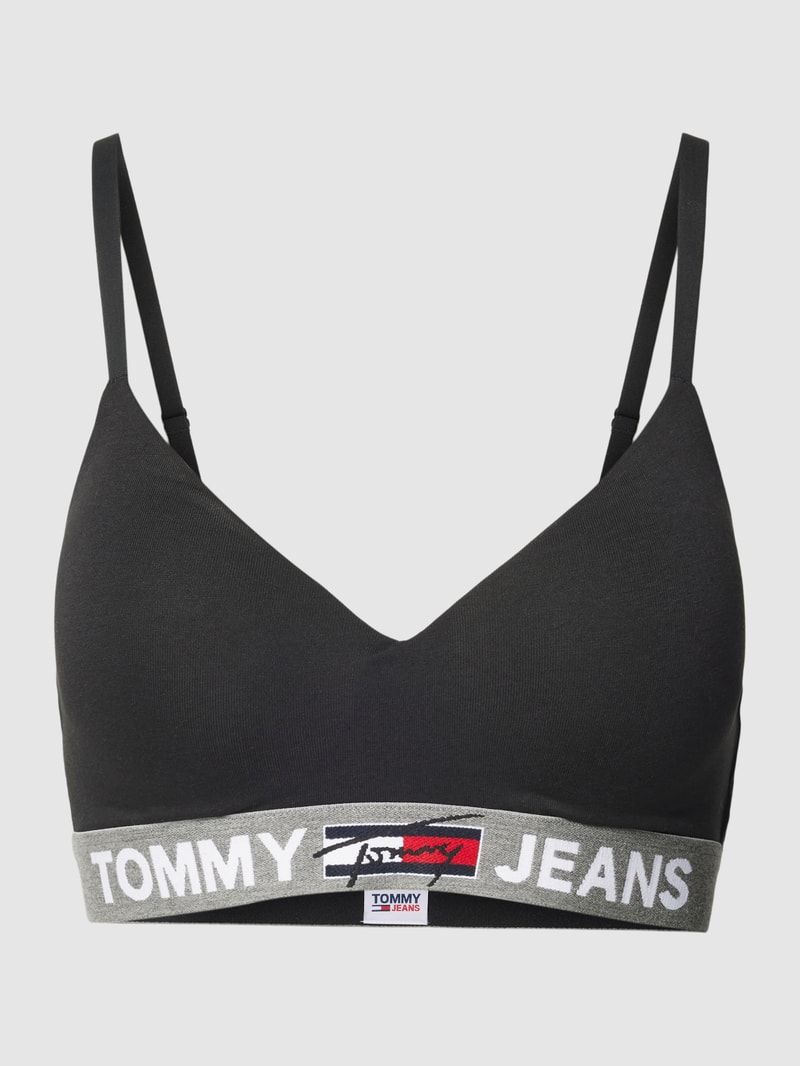 Bralette mit elastischem Logo-Bund in schwarz