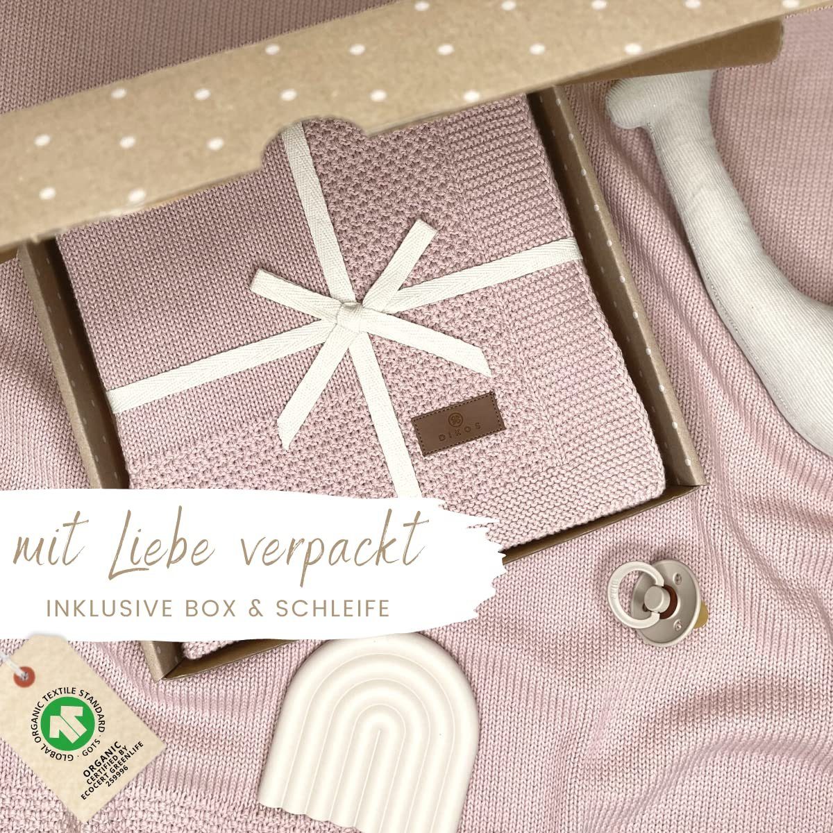 Babydecke DIKOS® Babydecke aus *100%* Bio Baumwolle, Strickdecke, Geschenk, DIKOS, PREMIUM Qualität, 75x100 cm, atmungsaktiv, nachhaltig, kuschelweich