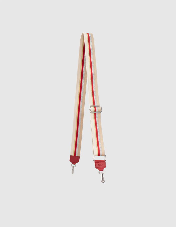 La bandoulière 111 rayures rouge argenté doré femme