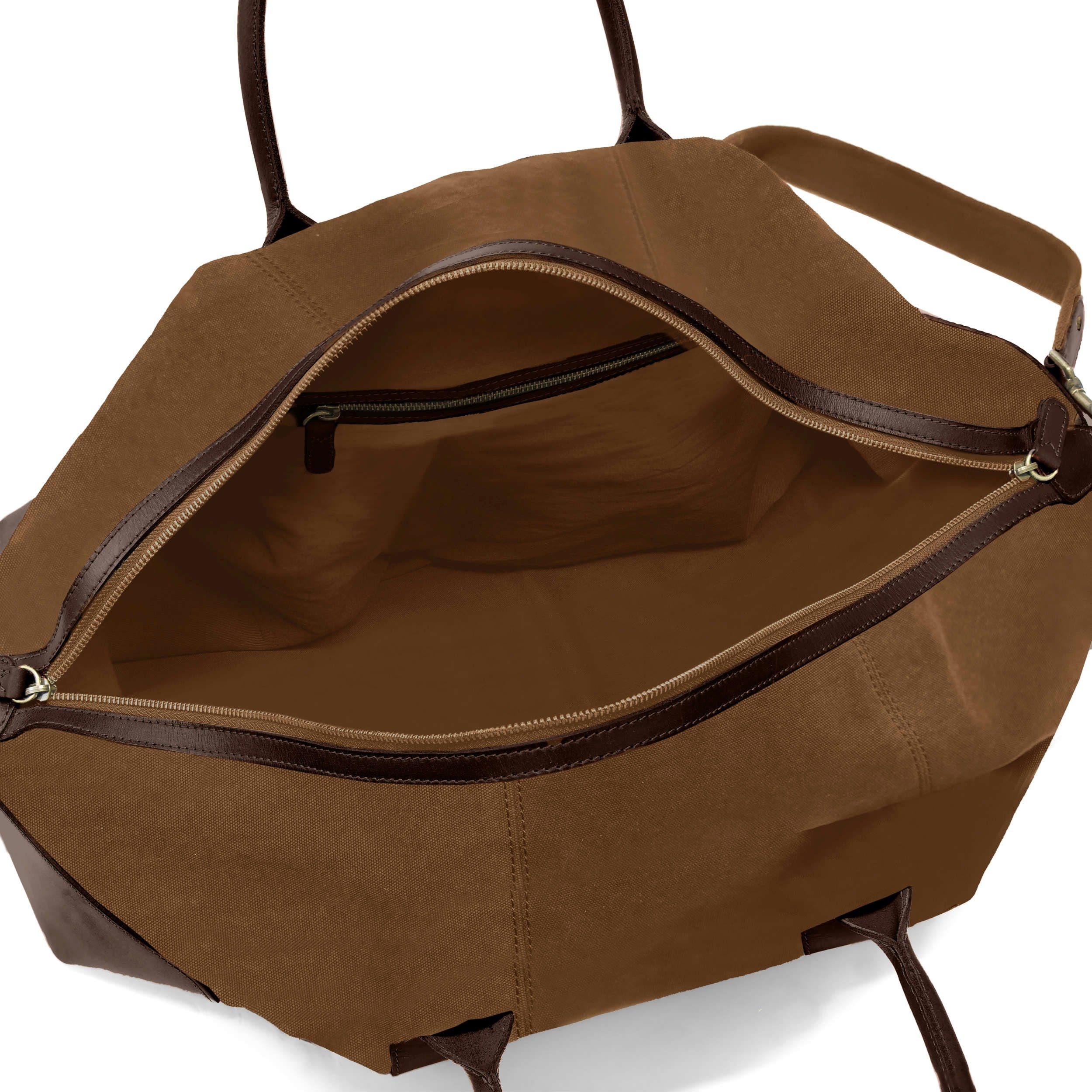 DRAKENSBERG Reisetasche Weekender David (L) Umbra-Braun, Herren, Damen, im Vintage-Design, Canvas und Büffelleder, handgemacht