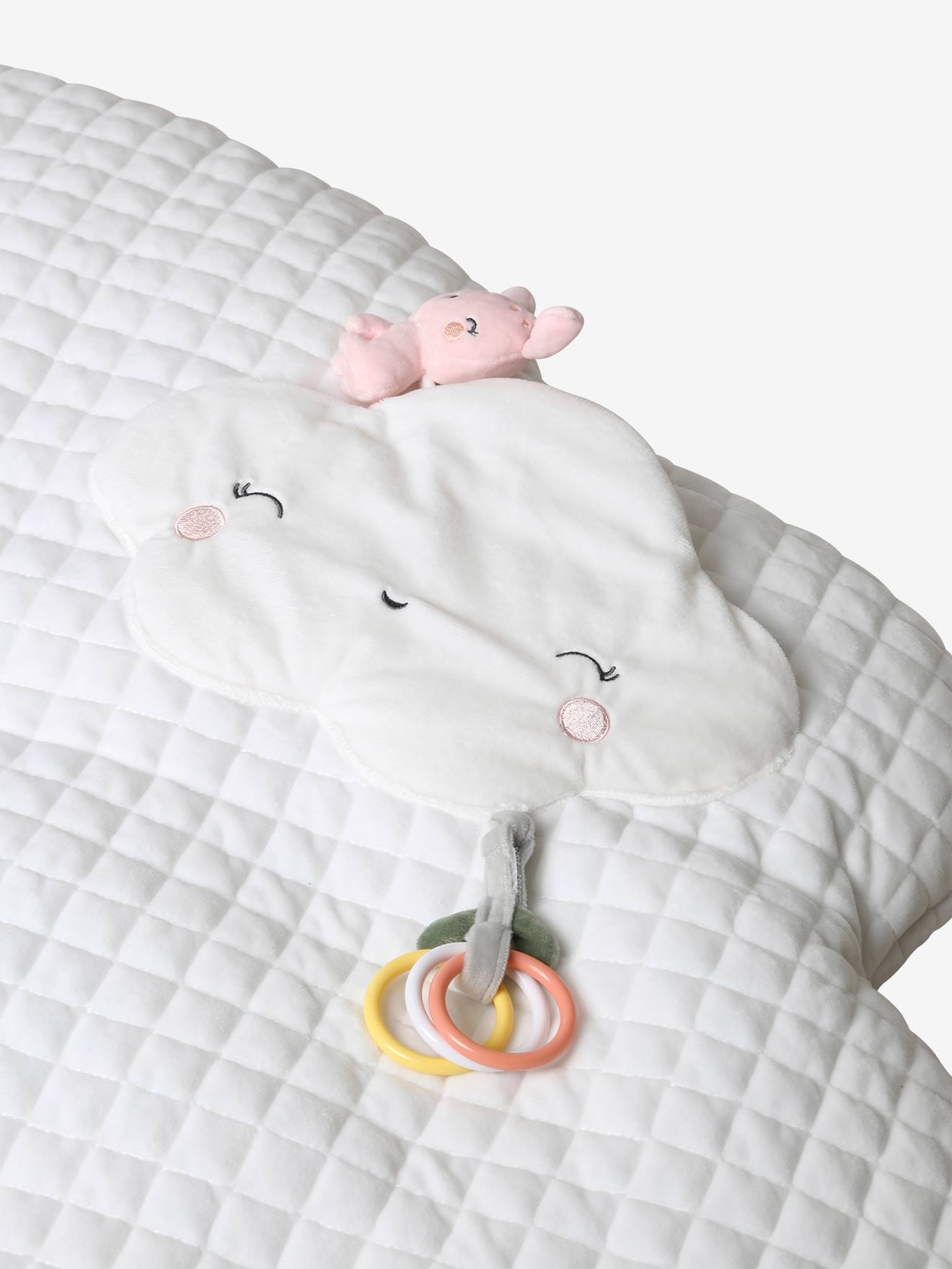 Vertbaudet Baby Activity-Decke in Wolkenform ROSA WELT - weiß