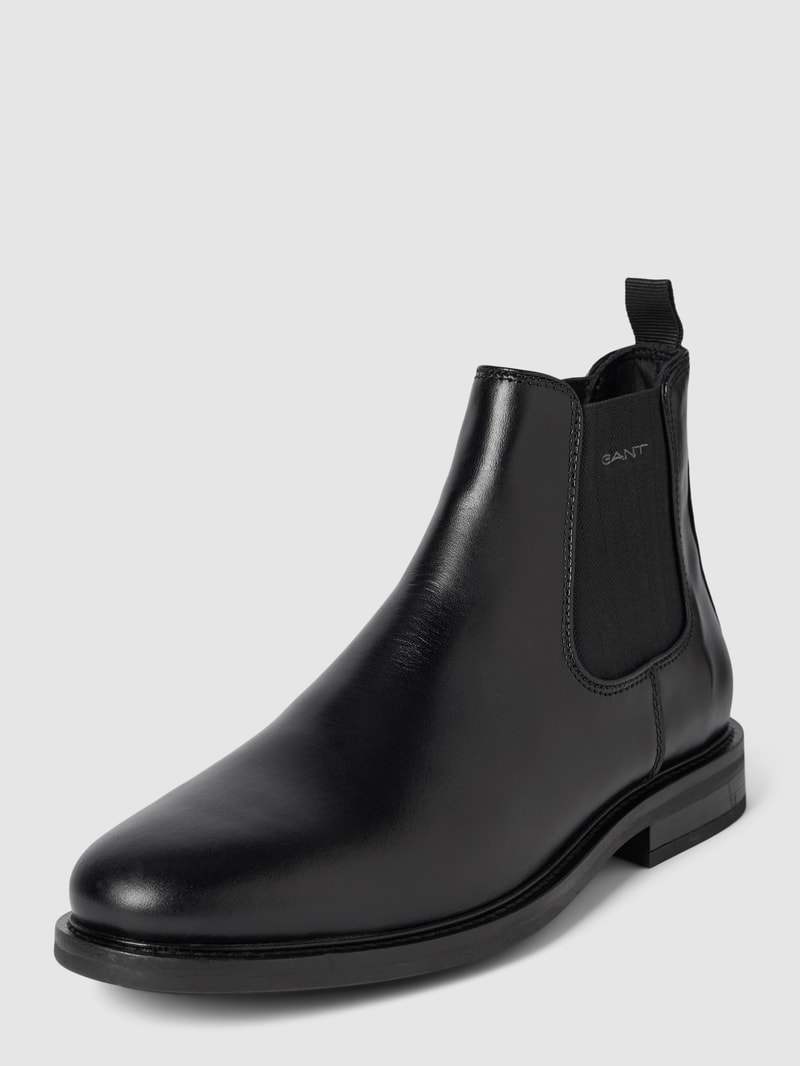 Chelsea Boots aus Leder mit elastischen Einsätzen in schwarz