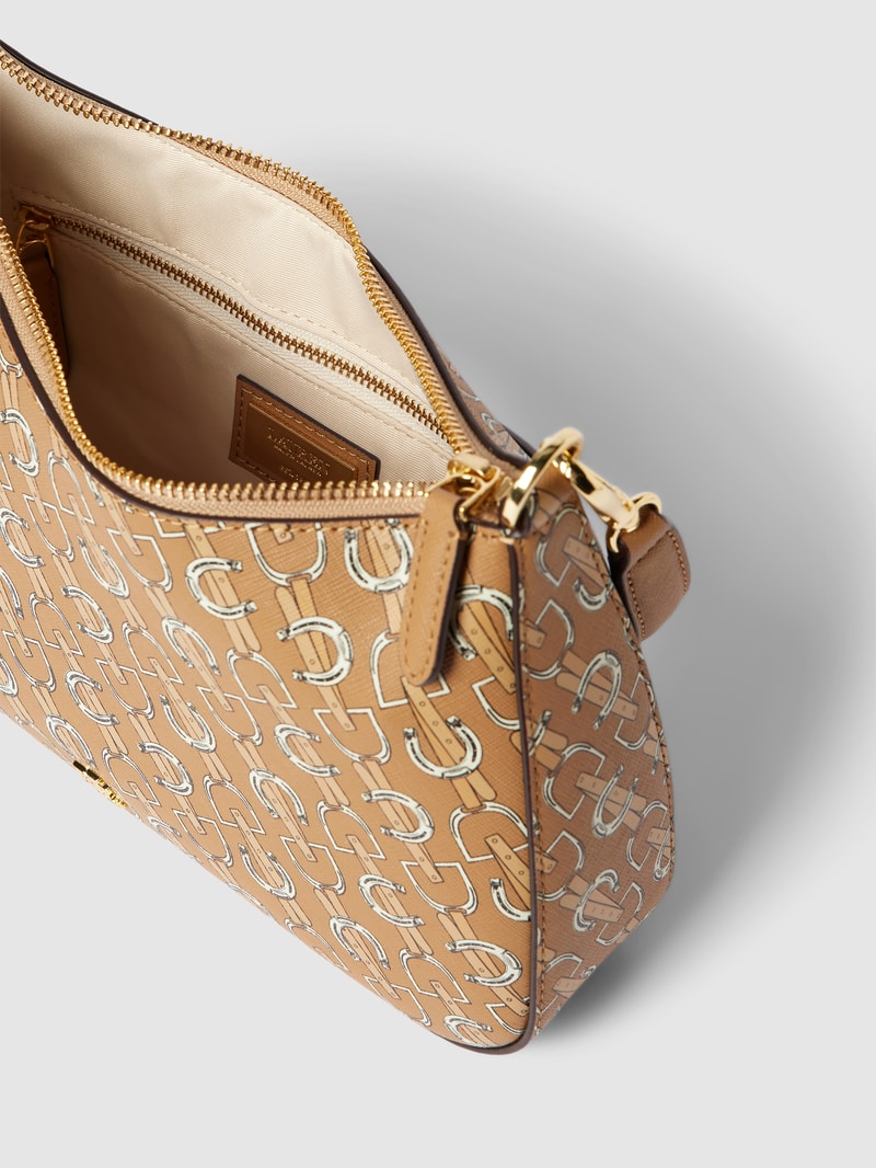 Umhängetasche mit Label-Details Modell 'DANNI' in taupe