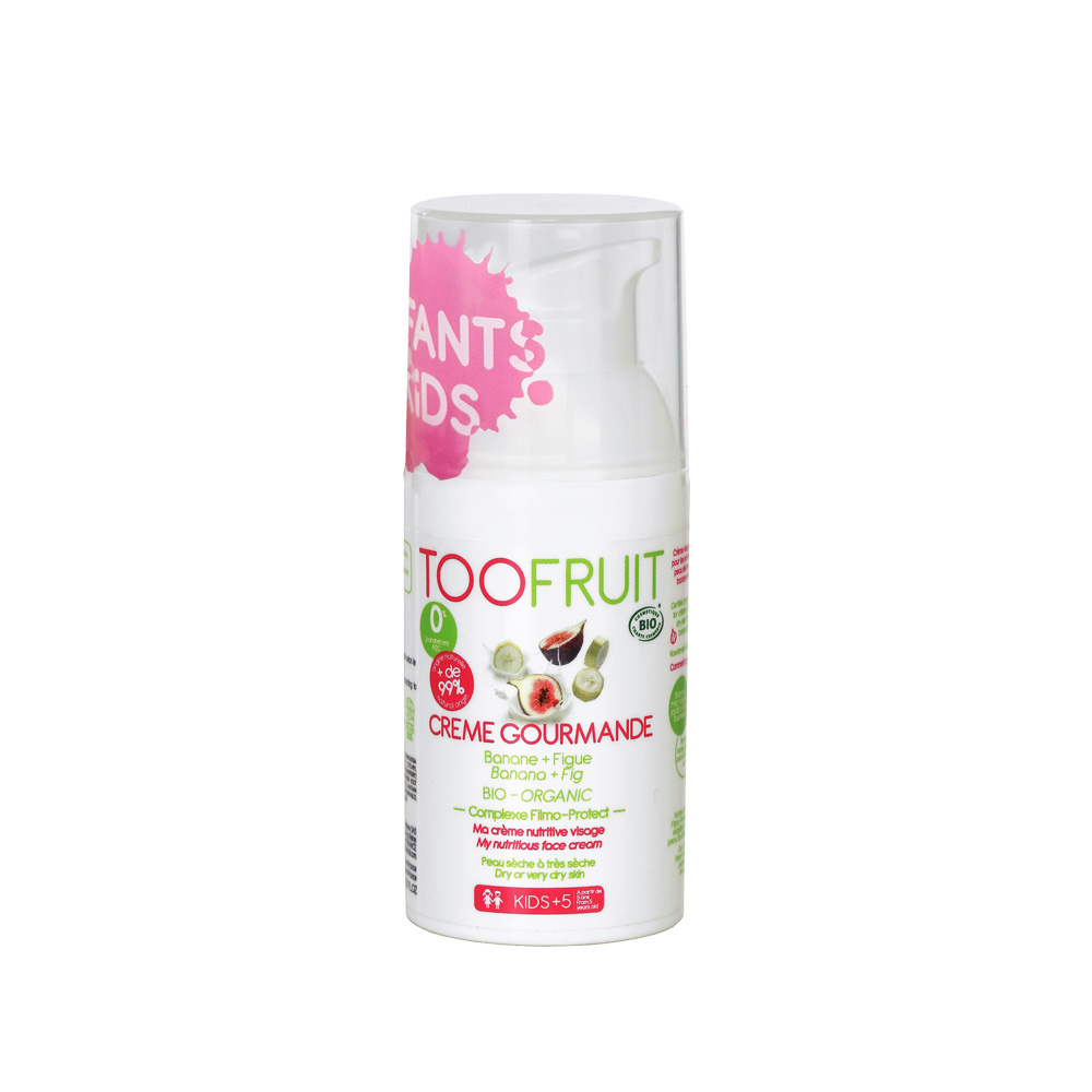 toofruit Crème gourmande, crème nutritive visageBIO  Banane - Figue Crème nutritive visage. Peau sèche à très sèche.