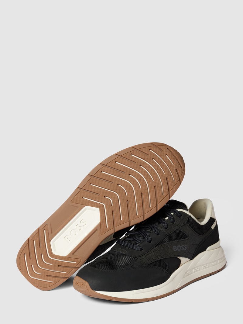 Sneaker aus Leder-Mix Modell 'Kurt' in schwarz