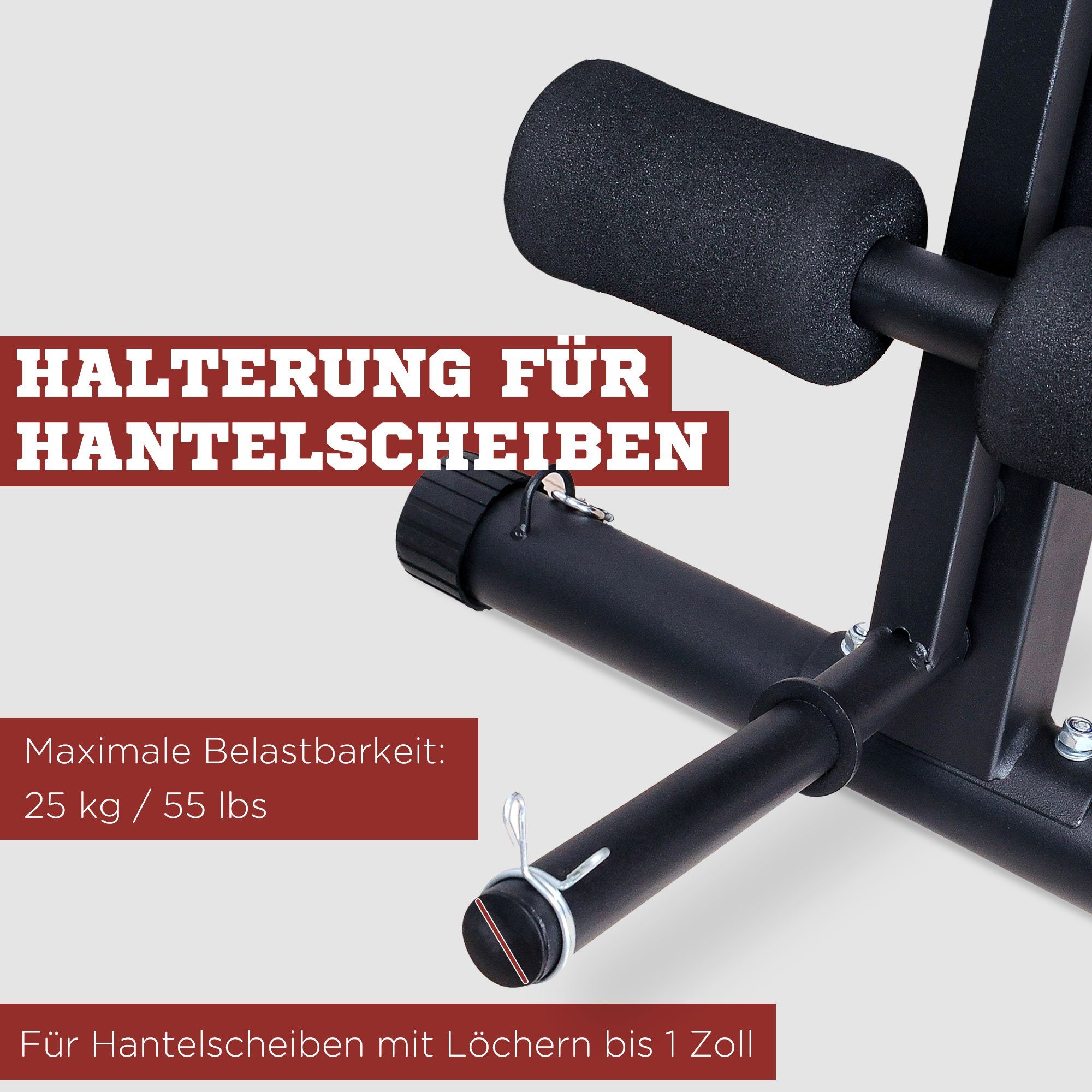 HOMCOM Hantelbank Multifunktion Kraftstation Trainingsbank Gewicht bis 120kg, (Set, 1-tlg., mit Feder Booster), 7-fach verstellbare Rückenlehne