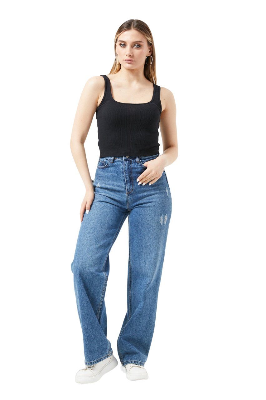 Selef Creation Ripptanktop Crop-Top Tanktop Ripptanktop %100 Baumwolle