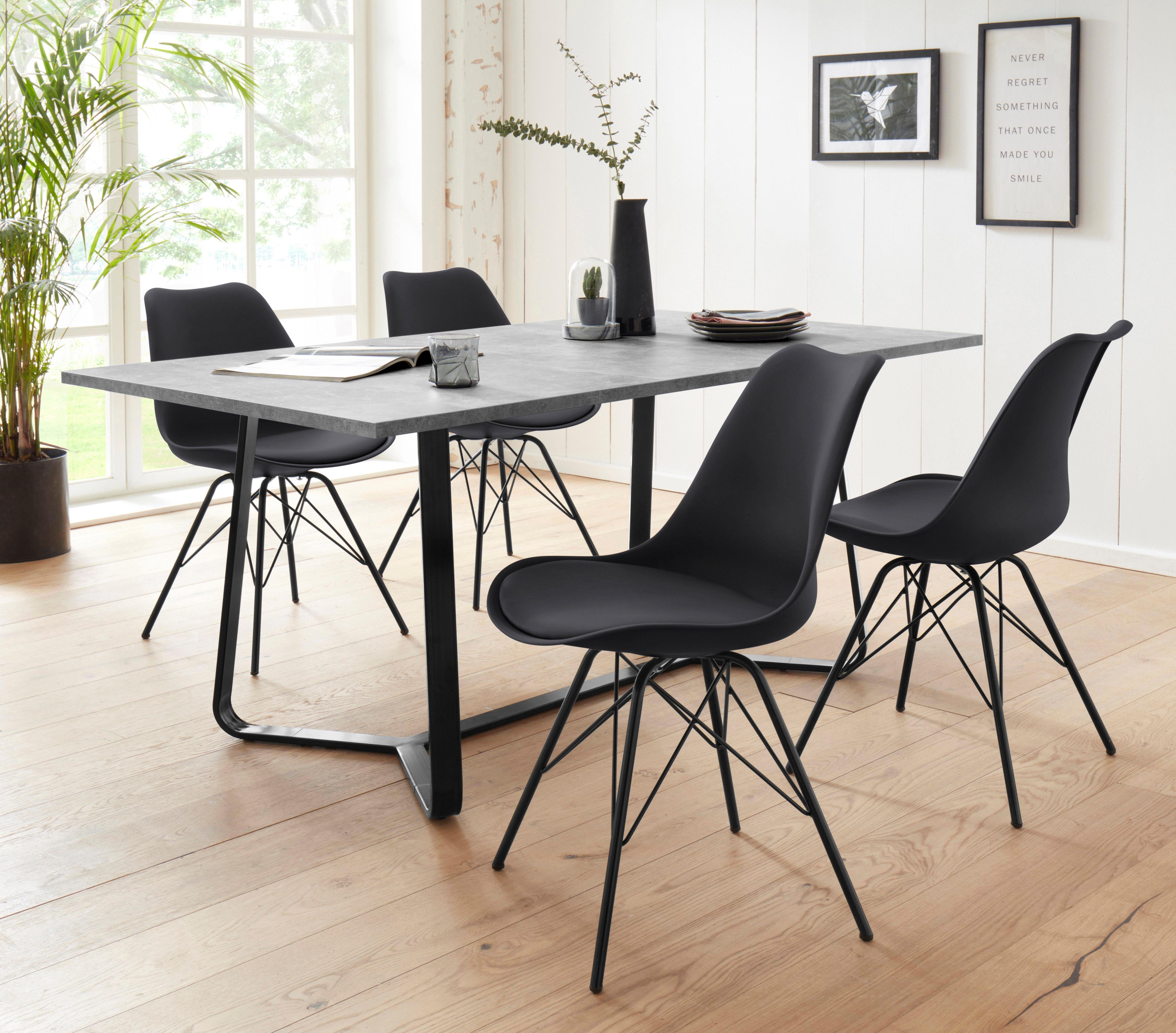Homexperts 4-Fußstuhl Ursel 01 (Set, 2 St), Sitzschale mit Sitzkissen in Kunstleder