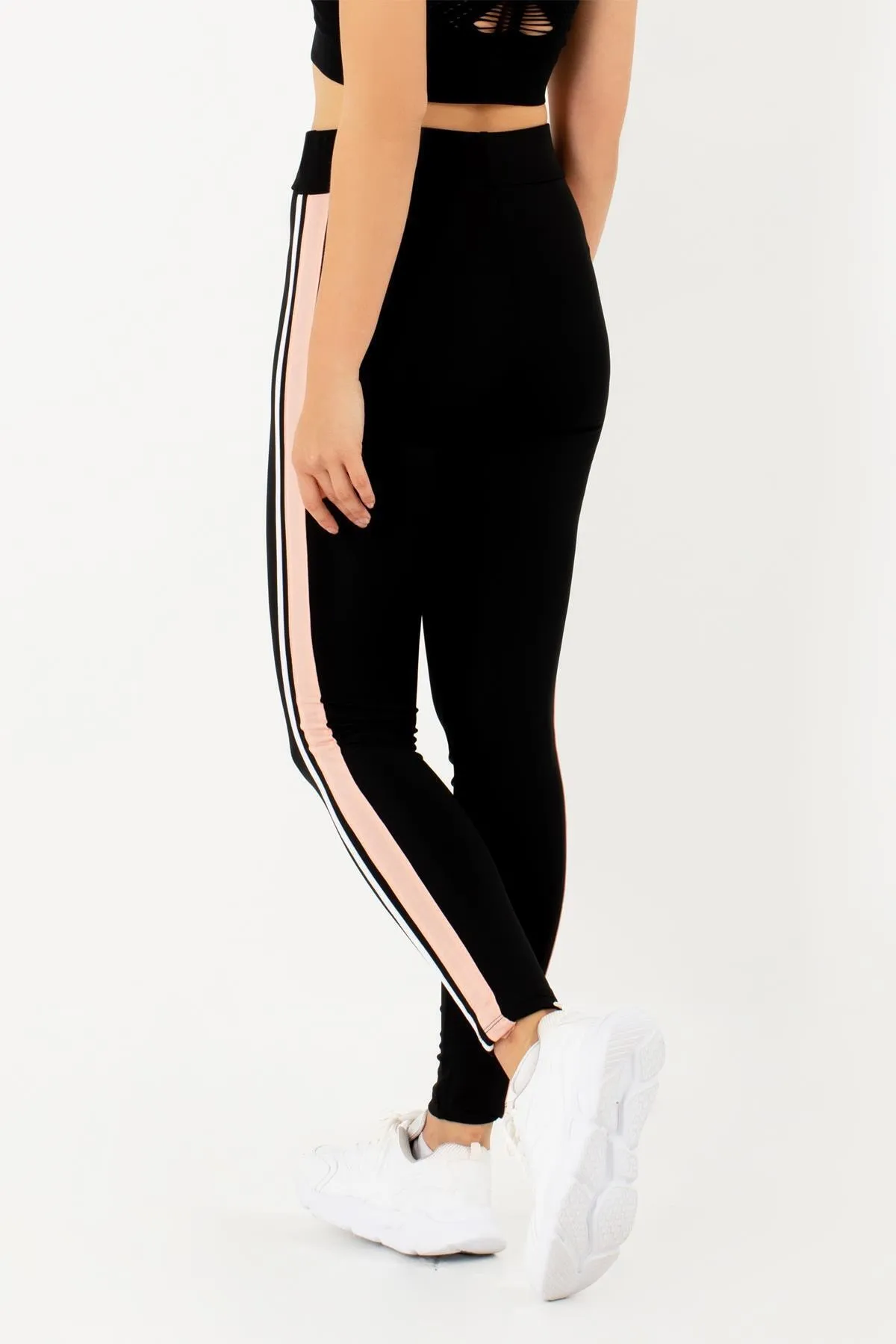 Doremi  Schwarze Active Sportive Doppelstreifen-Strumpfhose für Damen