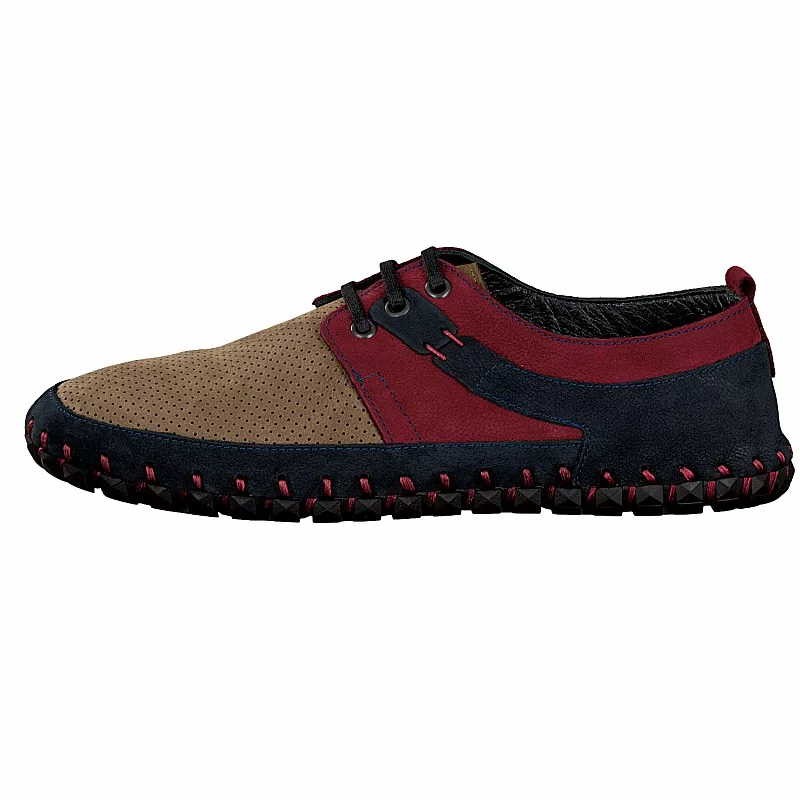 GEMINI Komfort Schnürer blau Blau-Beige-Rot