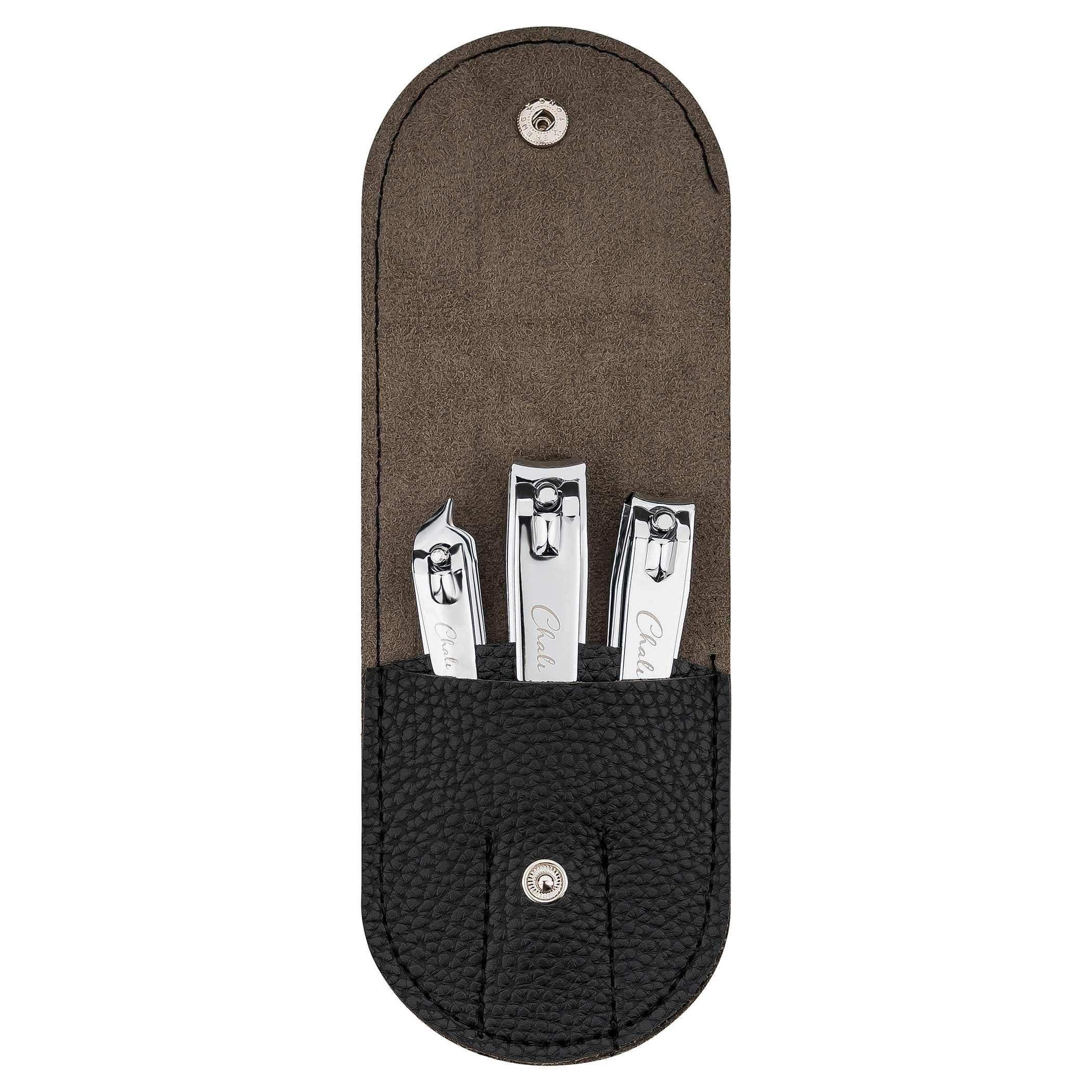 Chali Maniküre-Pediküre-Set Nagelknipser Set 3-tlg. mit Etui, Edelstahl Nagelzwicker 8cm 7,5cm 6cm, 3-tlg., Nagelknipser 8cm, Nagelknipser 7,5cm, Nagelknipser 6cm