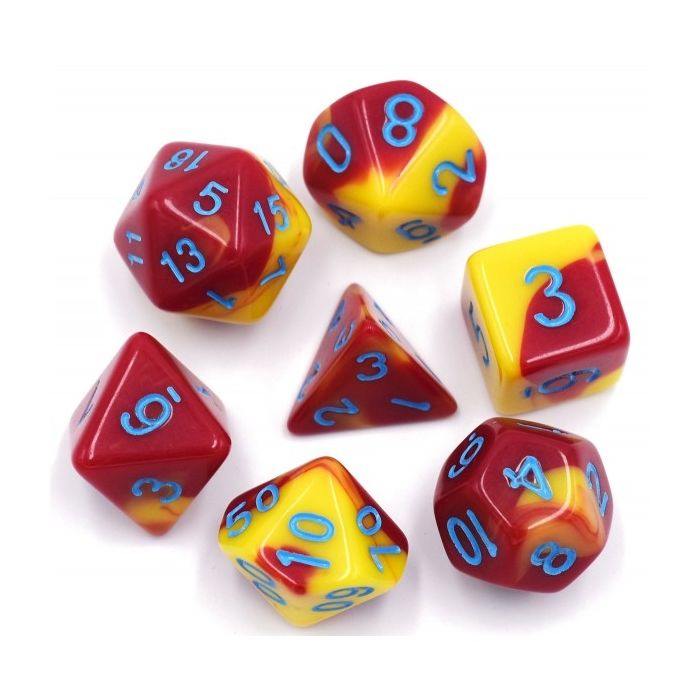 (Red+Yellow) Blue font Blend dice set