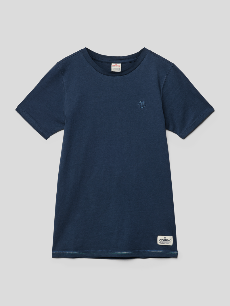 T-Shirt mit Label-Stitching Modell 'JIMPLE' in dunkelblau
