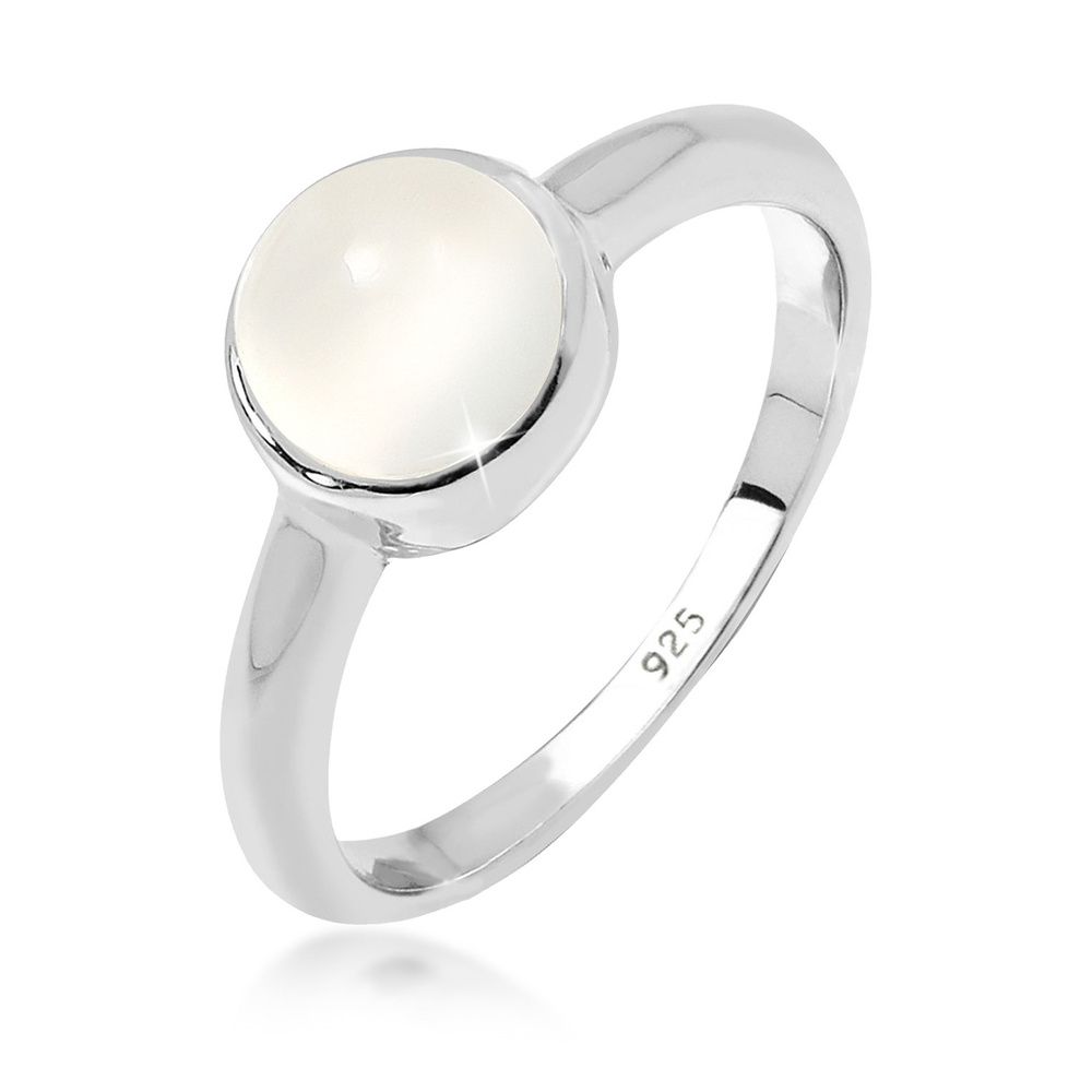 Elli Elli Bague Femmes Solitaire avec Pierre de Lune en Argent Sterling 925 Bague