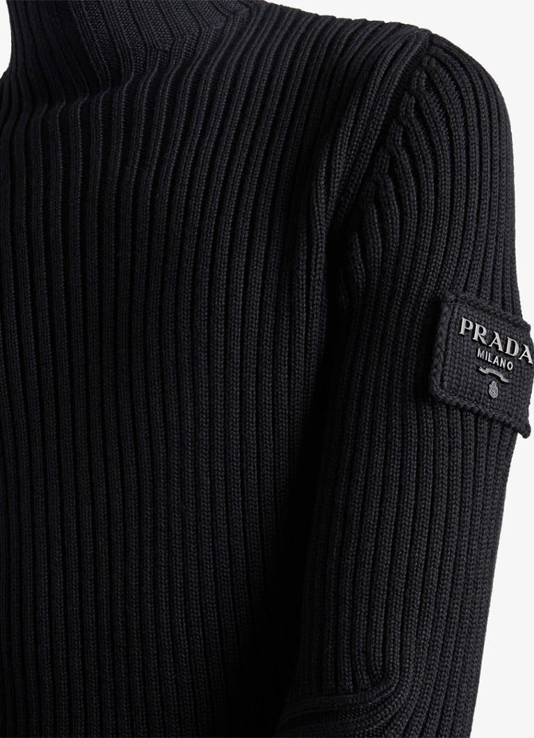 Gola alta Prada em lã canelada