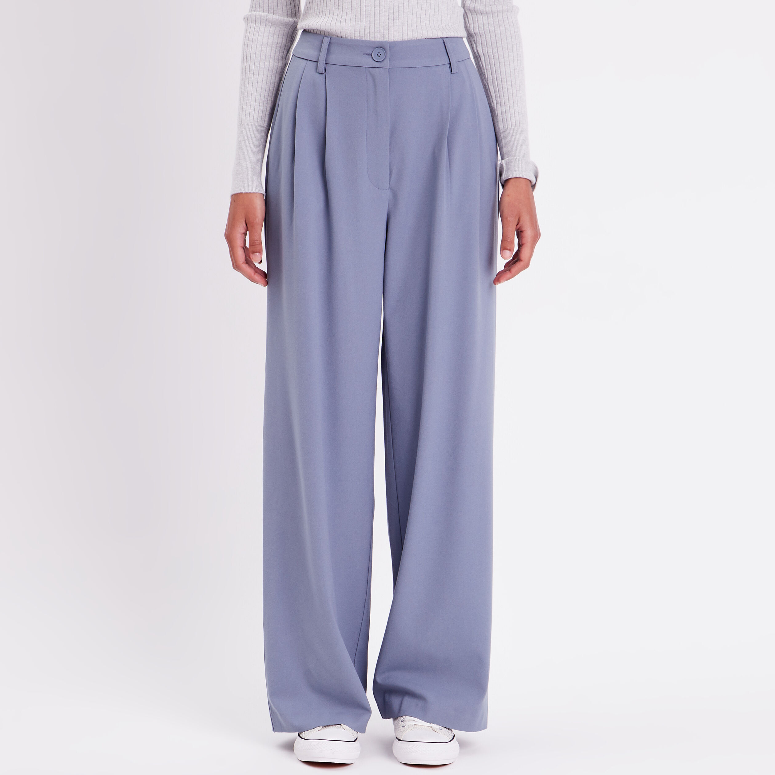 Pantalon city droit pinces bleu gris femme | Cache Cache