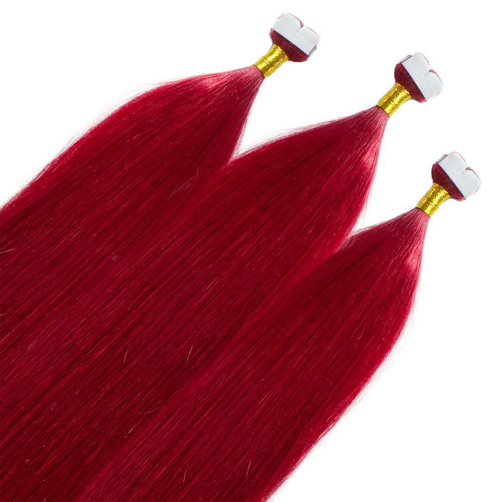 hair2heart Extensions adhesives Mini Tape Premium cheveux naturels #rouge extensions