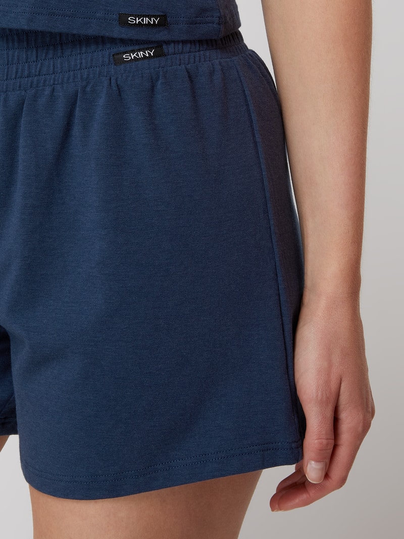Shorts aus Viskosemischung in dunkelblau