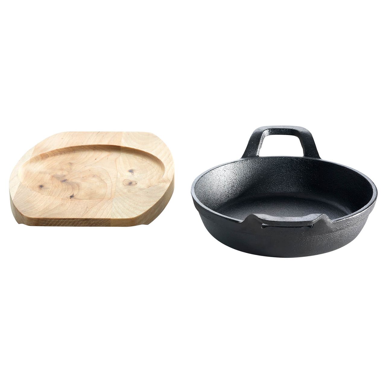 Allgrill Gusseisen-Minipfanne mit Stiel und Untersetzer 18cm schwarz